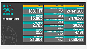 253 can kaybı, 15 bin 805 yeni vaka 