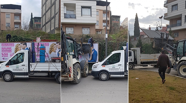 Kaçak reklam panoları söküldü