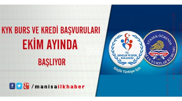 KYK Burs ve Kredi Başvuruları Ekim Ayında