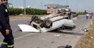 Otomobil Takla Attı, 5 Kişi Ölümden Döndü