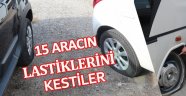 Otoparkta 15 Aracın Lastiğini Kestiler