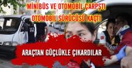 Minibüs ve Otomobil Çarpıştı, Ağaca Çarparak Durabildi